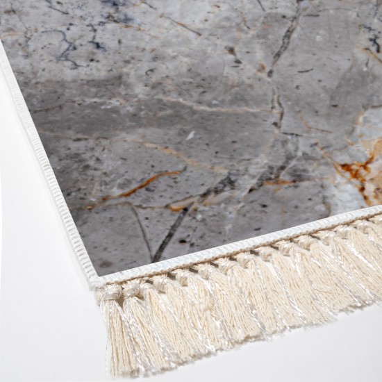 Dekoreko Kaymaz Taban Djt Klozet Takımı Luna Pamuk Saçaklı Mermer E5037 Gri